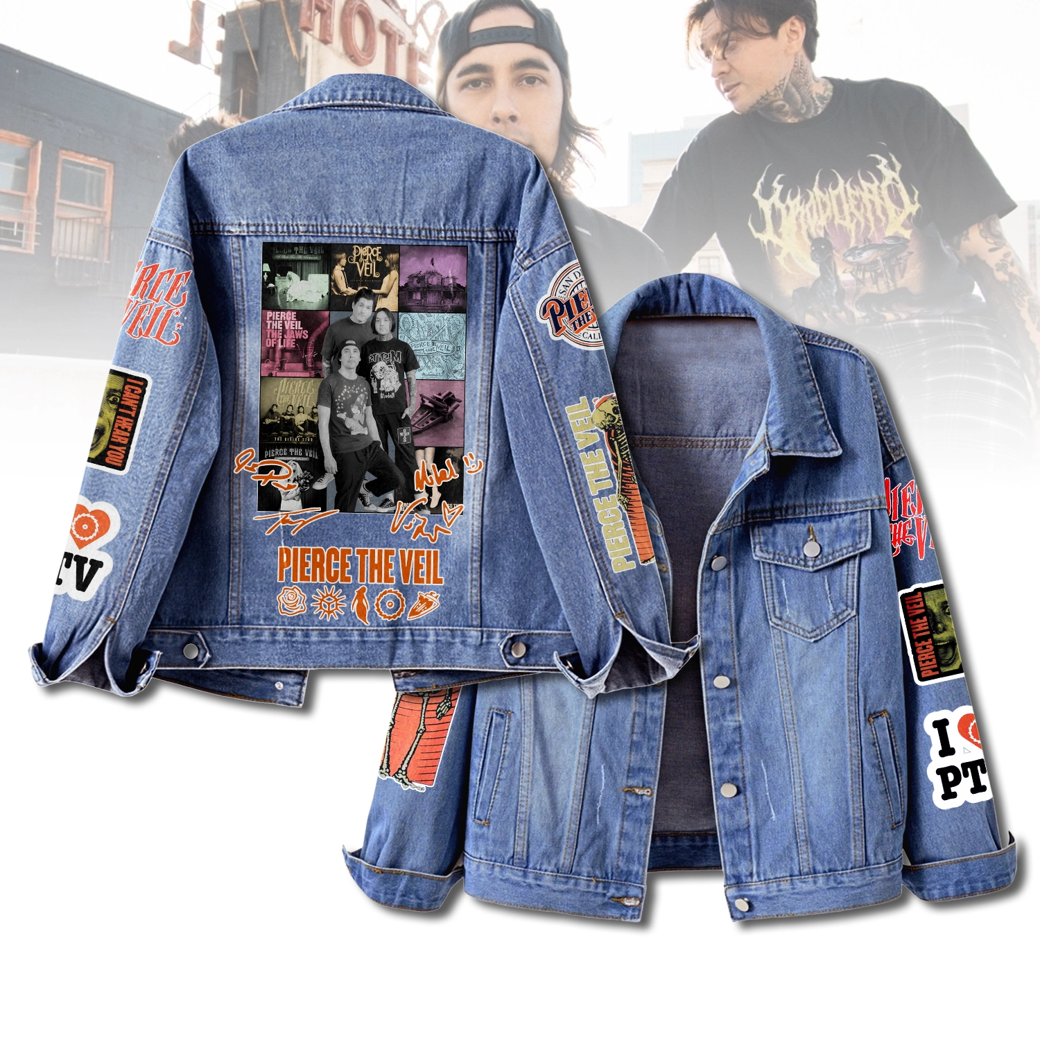 Gleammerch Pierce the Veil Denim Jacket Gift For Fans