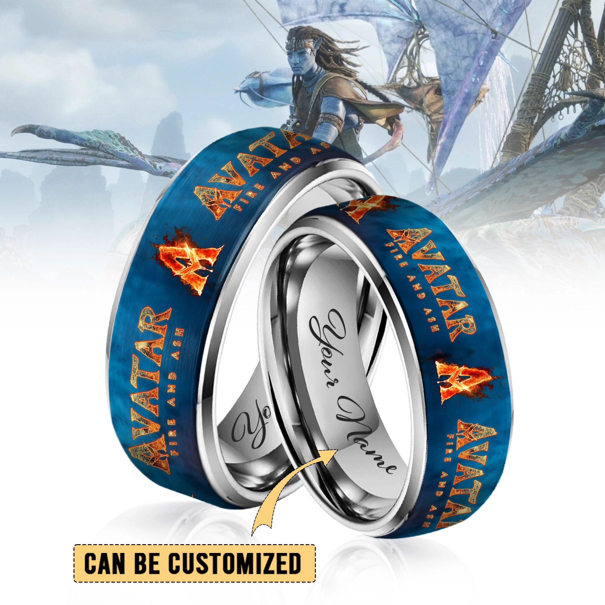 Gleammerch Avatar 3 Silver Tungsten Rings Gift For Fans