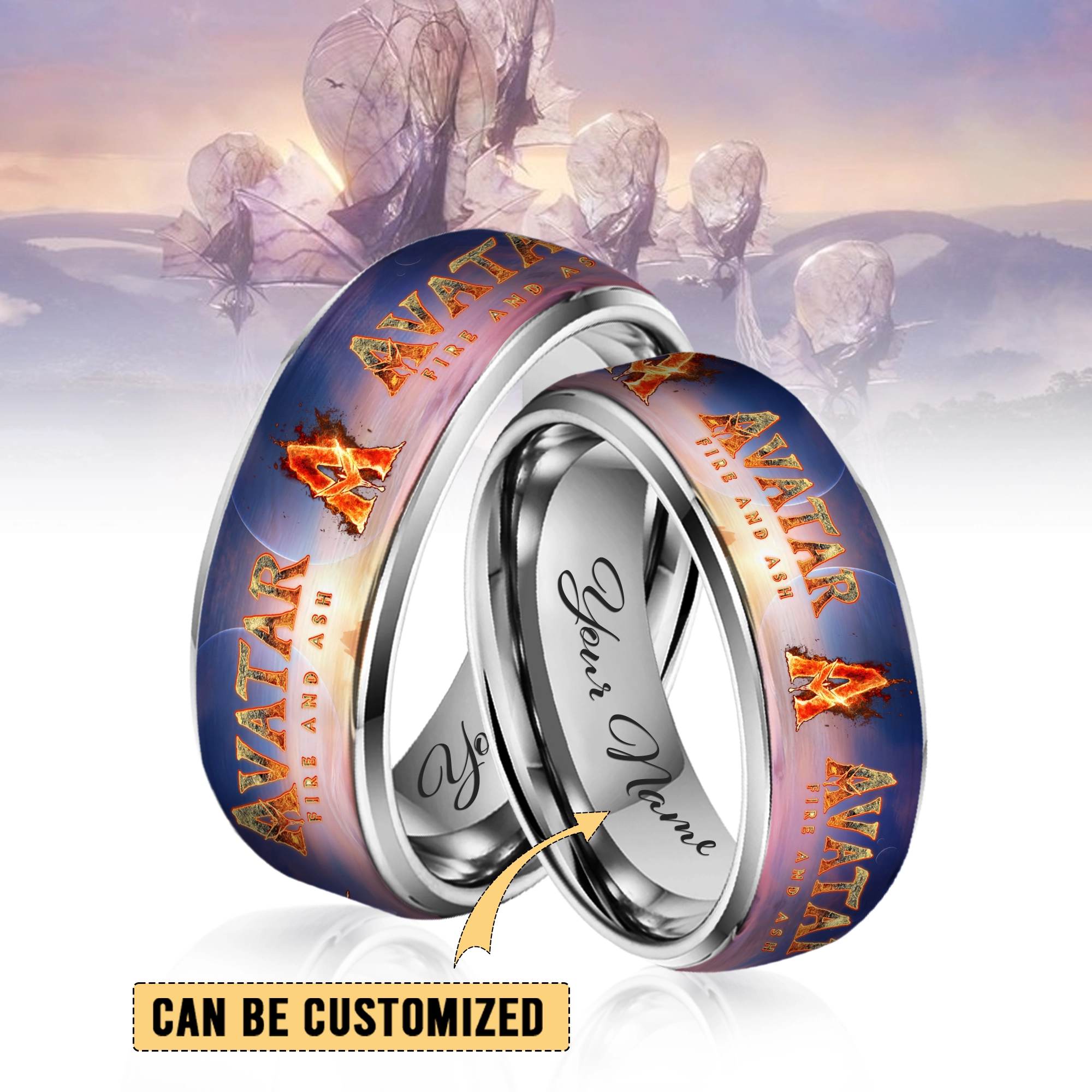 Gleammerch Avatar 3 Silver Tungsten Rings Gift For Fans