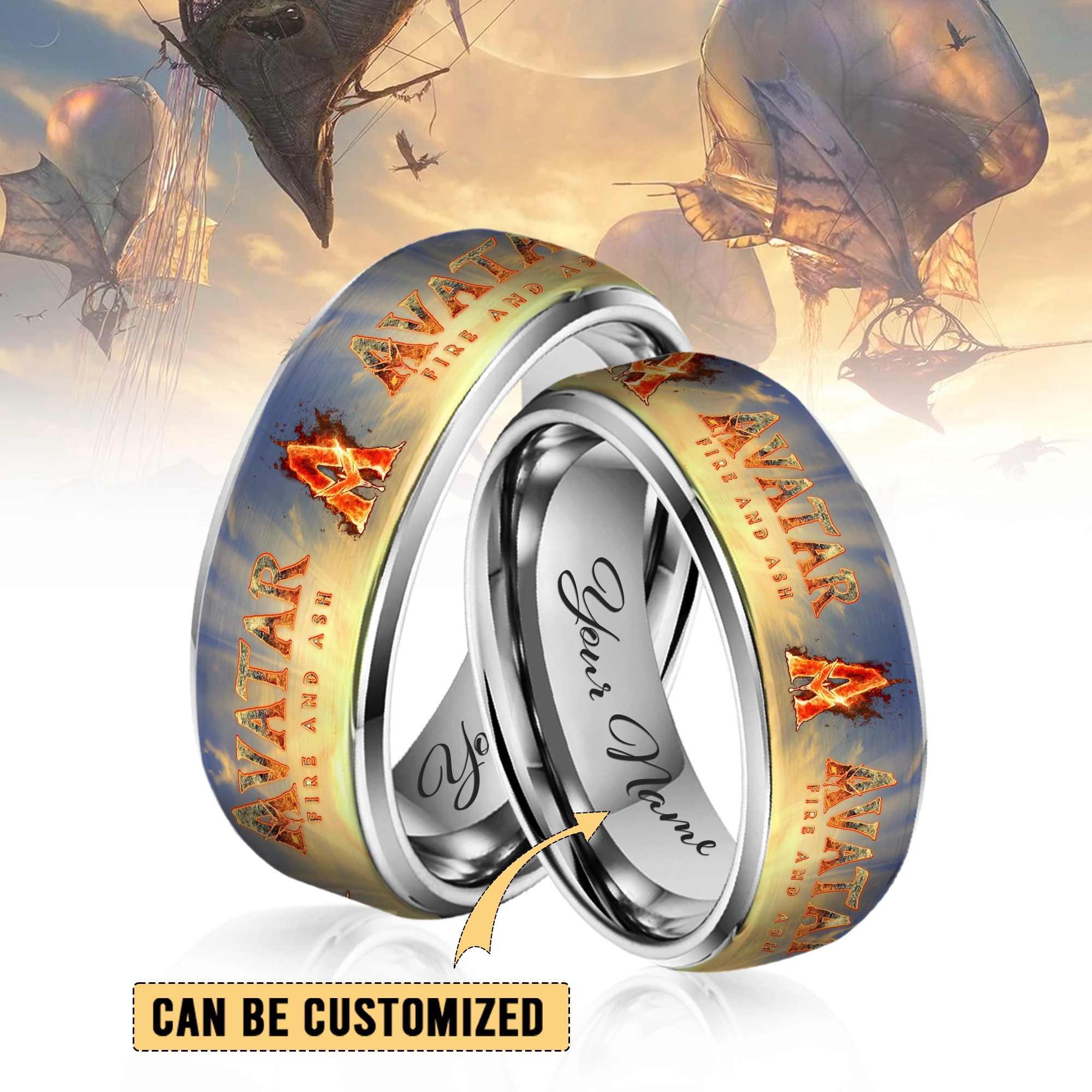 Gleammerch Avatar 3 Silver Tungsten Rings Gift For Fans