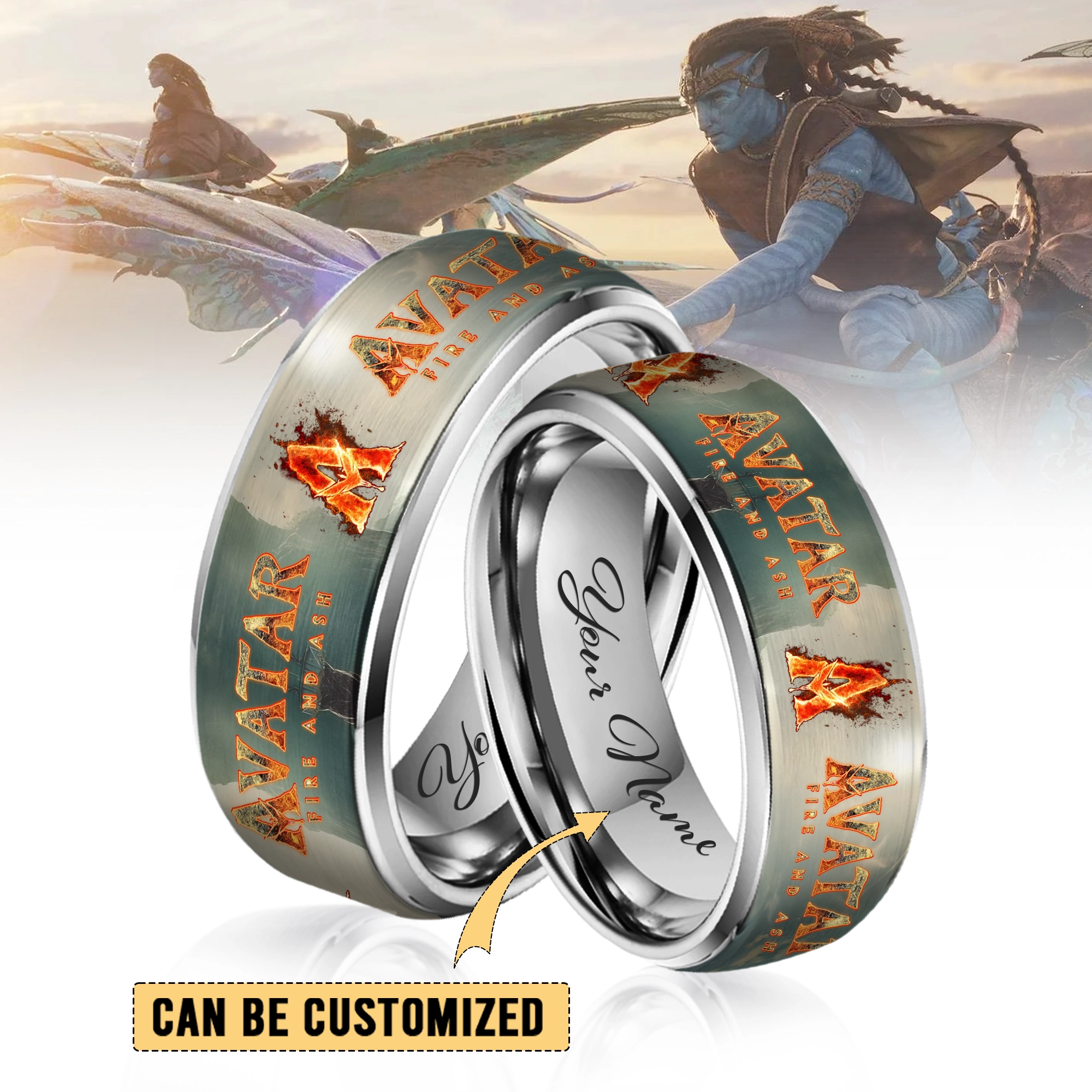 Gleammerch Avatar 3 Silver Tungsten Rings Gift For Fans