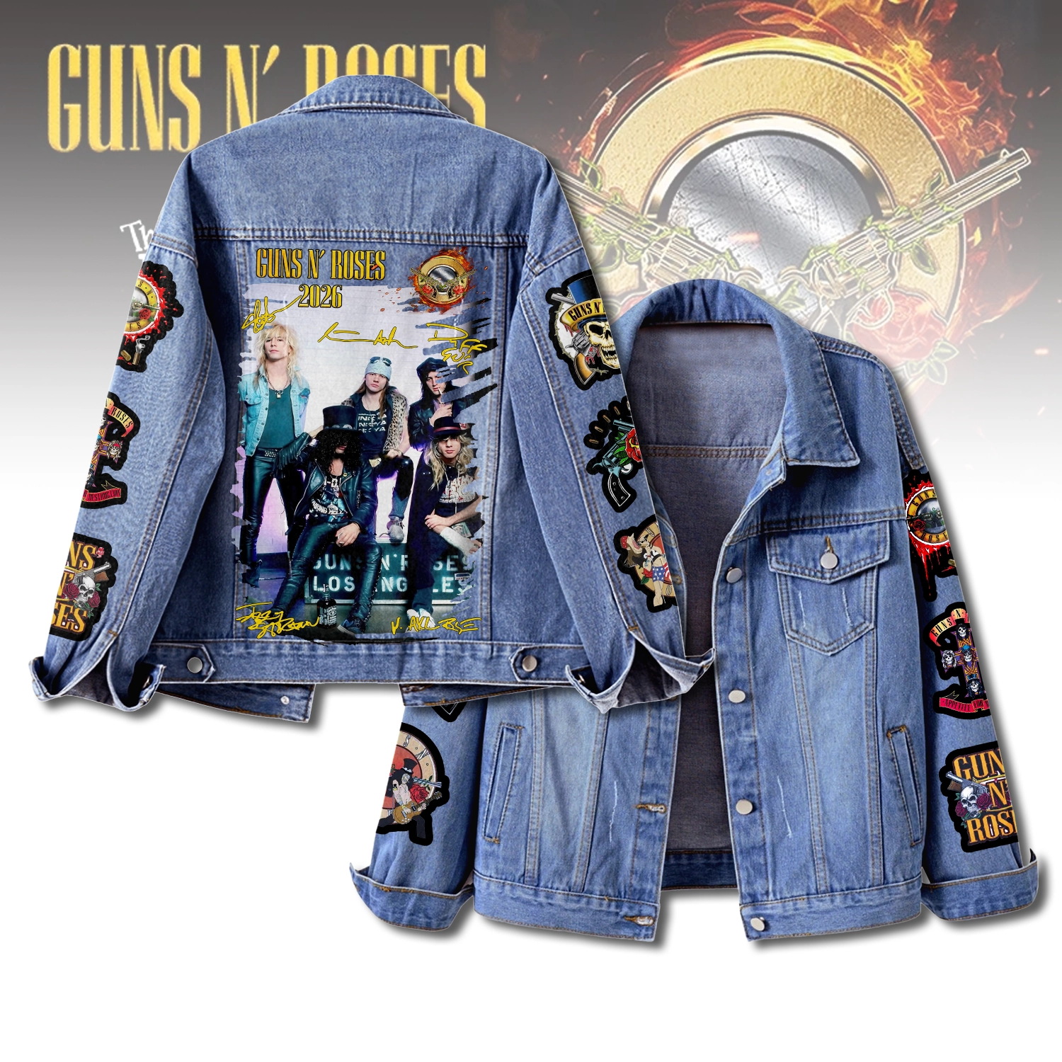 Gleammerch Guns N' Roses Denim Jacket Gift For Fans