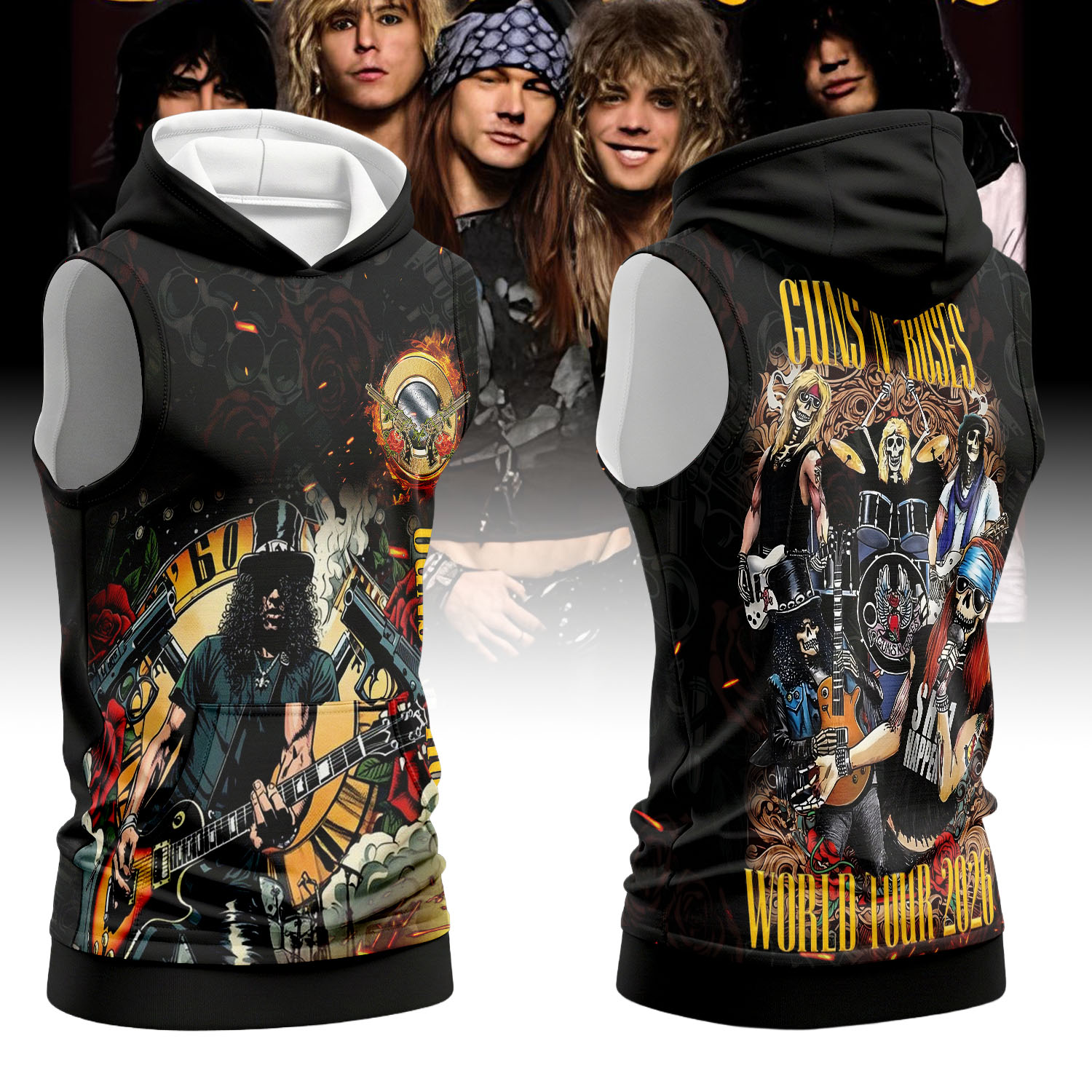 Gleammerch Guns N' Roses Personalized Hooded Tank Top Gift For Fans