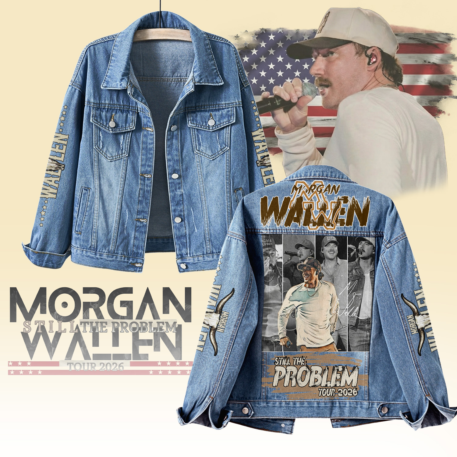 Gleammerch Morgan Wallen Denim Jacket Gift For Fans