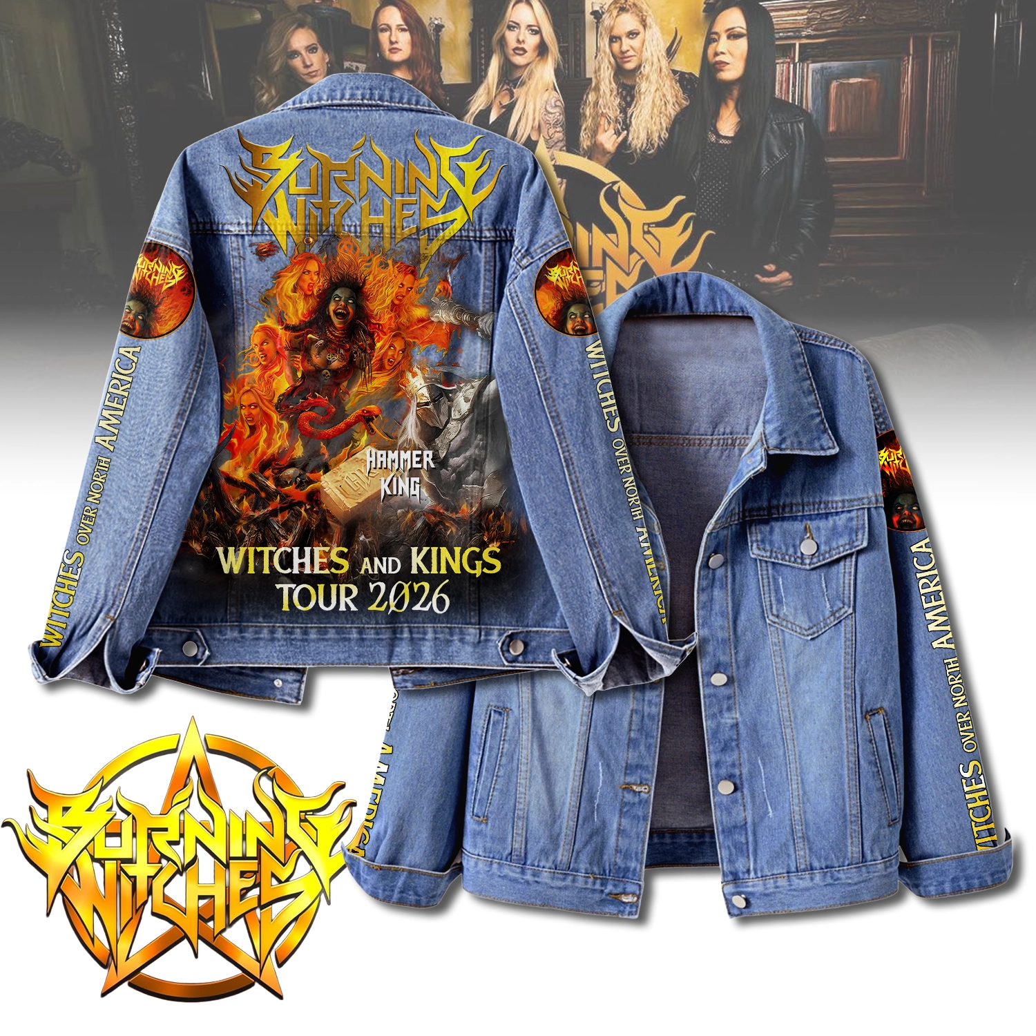 Gleammerch Burning Witches Denim Jacket Gift For Fans