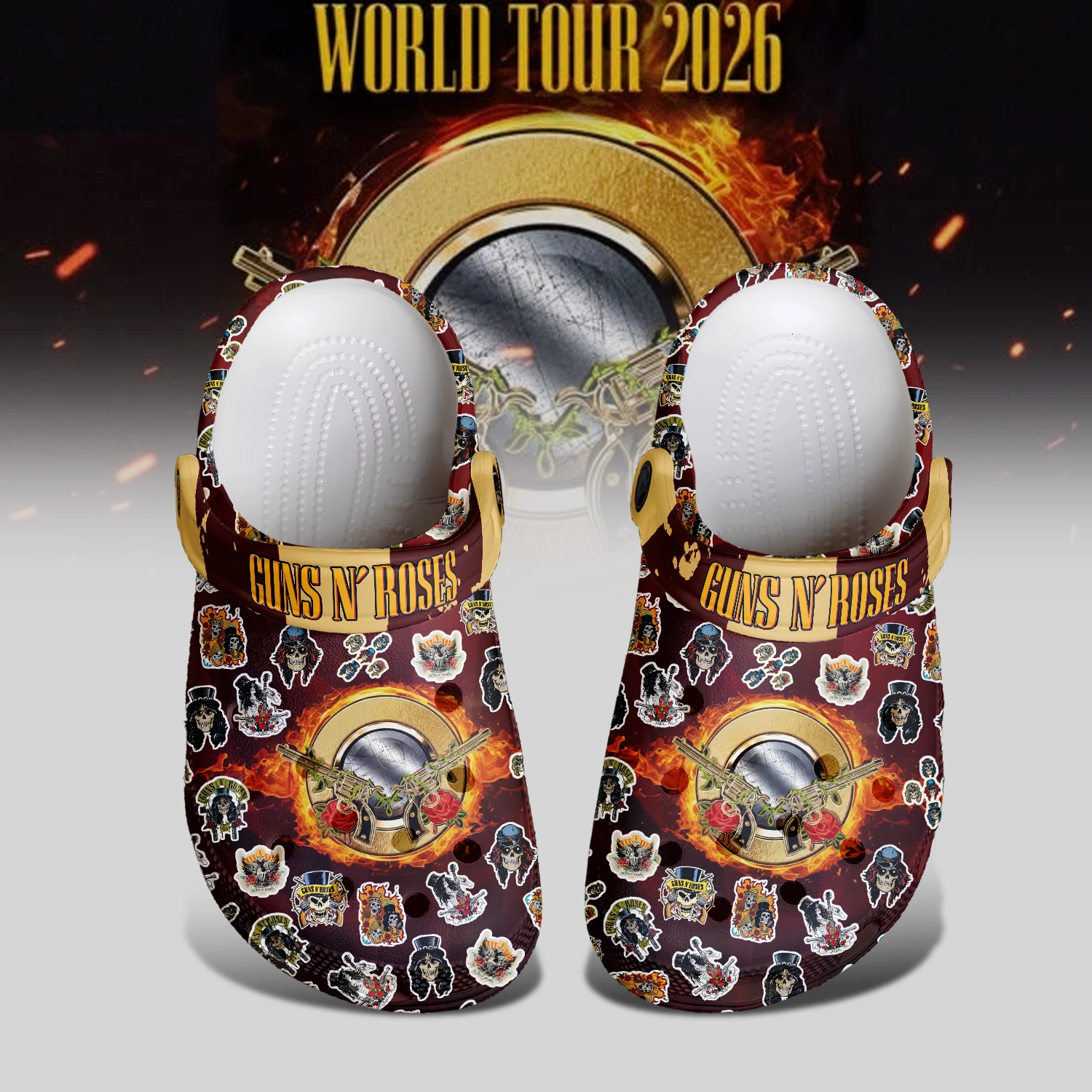 Gleammerch Guns N' Roses Crocs Crocband Clogs Shoes Comfortable For Men Women and Kids