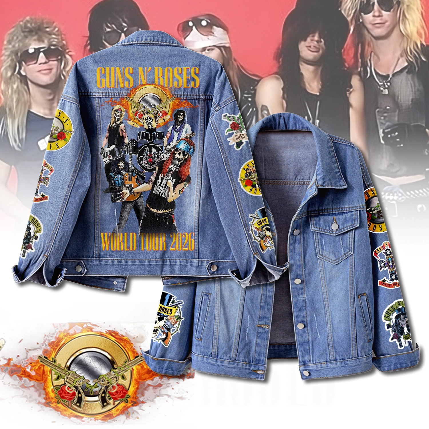 Gleammerch Guns N' Roses Denim Jacket Gift For Fans