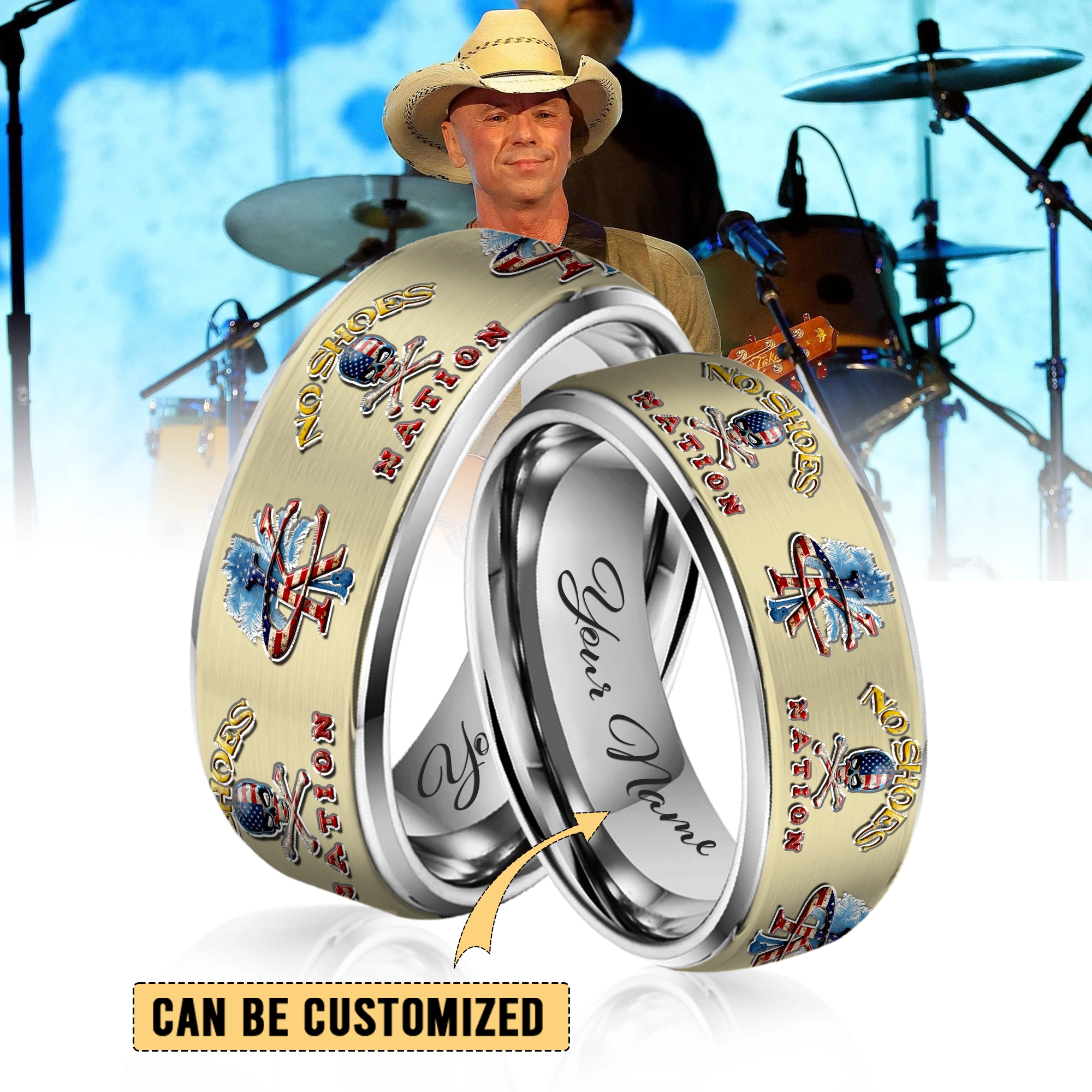 Gleammerch Kenny Chesney Silver Tungsten Rings Gift For Fans