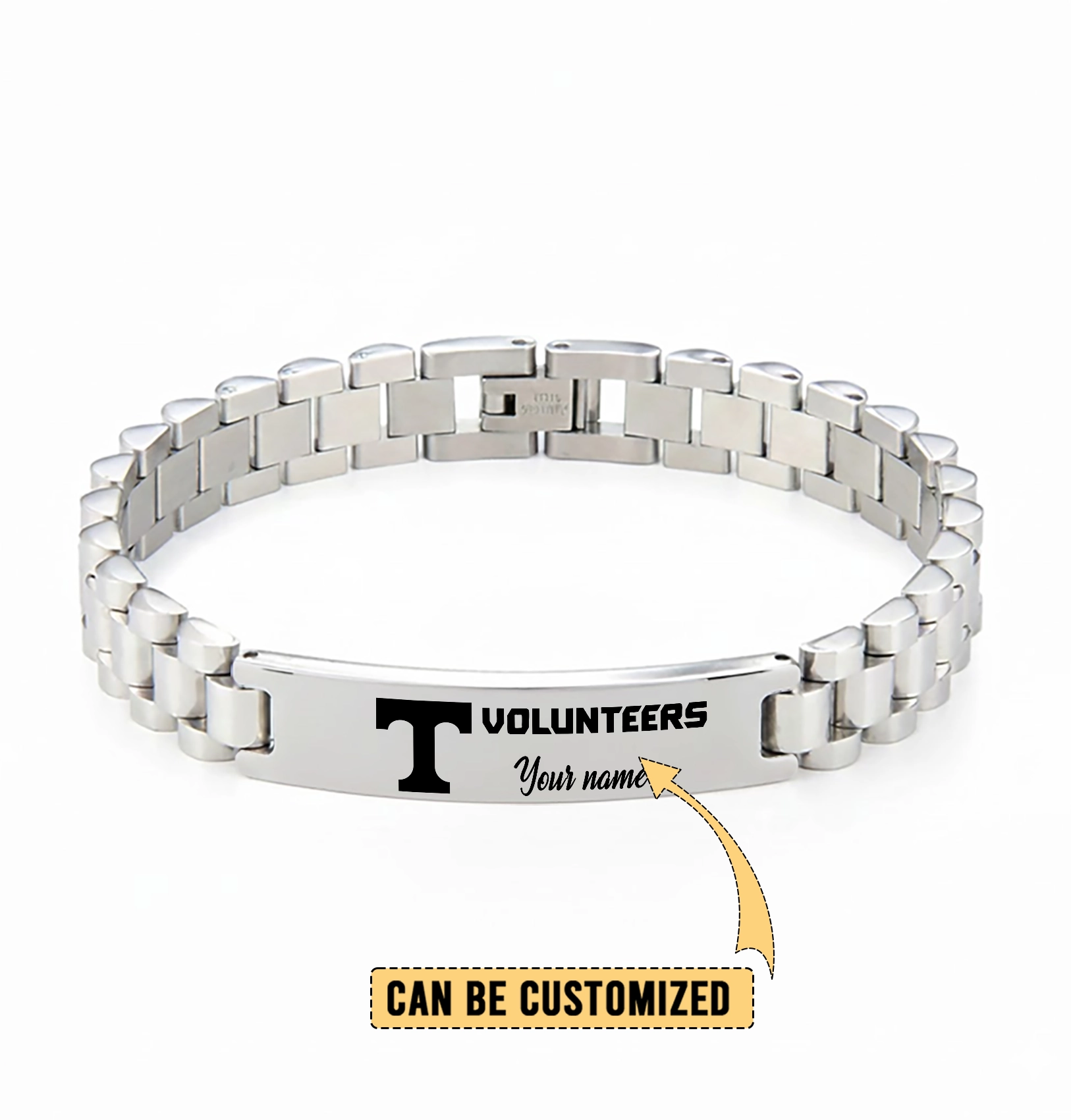 Gleammerch Tennessee Volunteers Personalized Men’s Silver Bracelet Gift For Fans