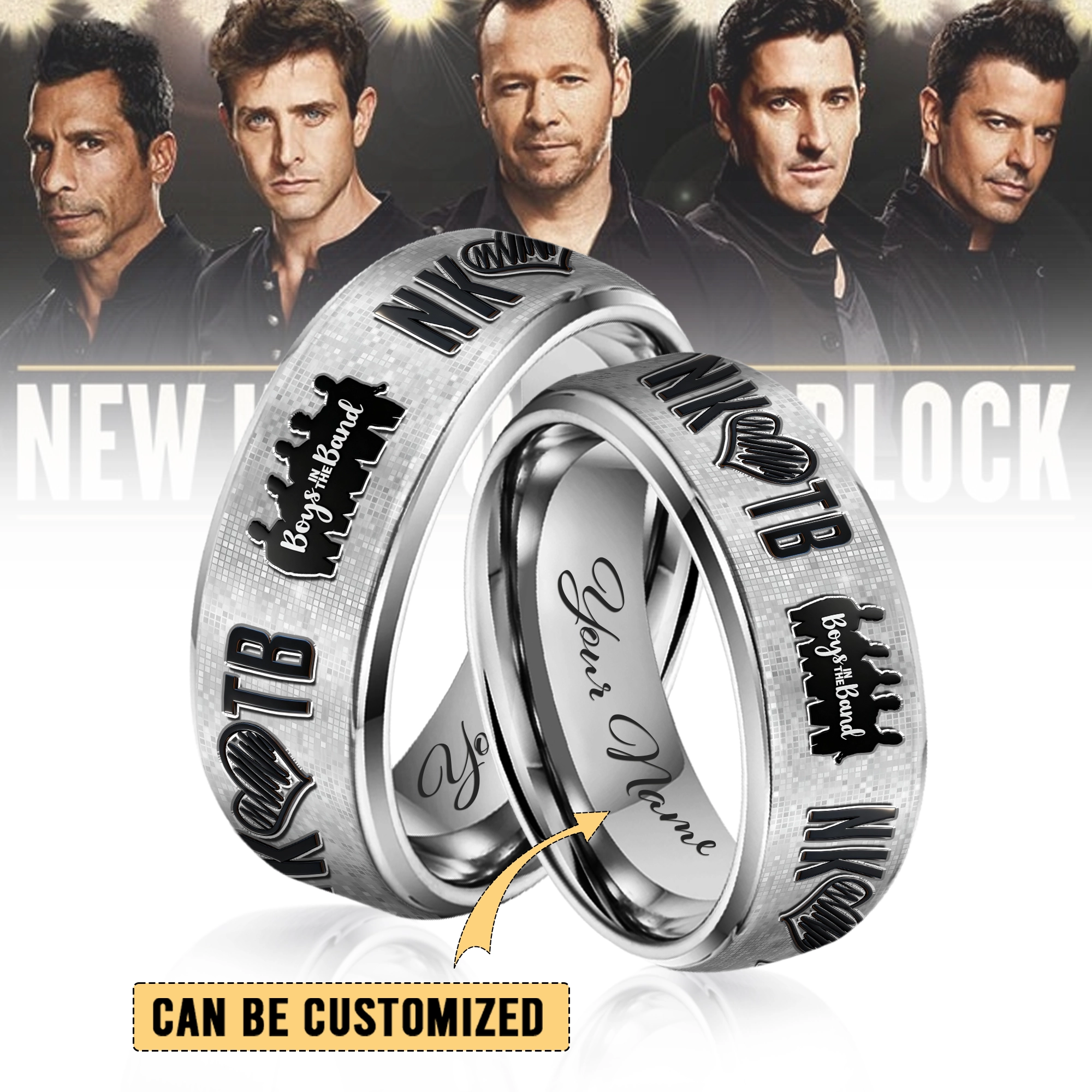 Gleammerch New Kids On The Block Silver Tungsten Rings Gift For Fans