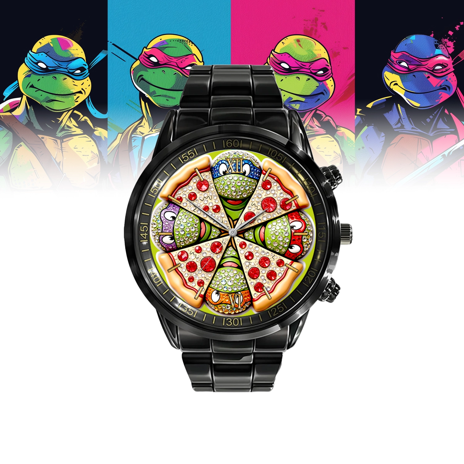 Gleammerch Teenage Mutant Ninja Turtles Personalized Stainless Steel Hand Watch Gift For Fans