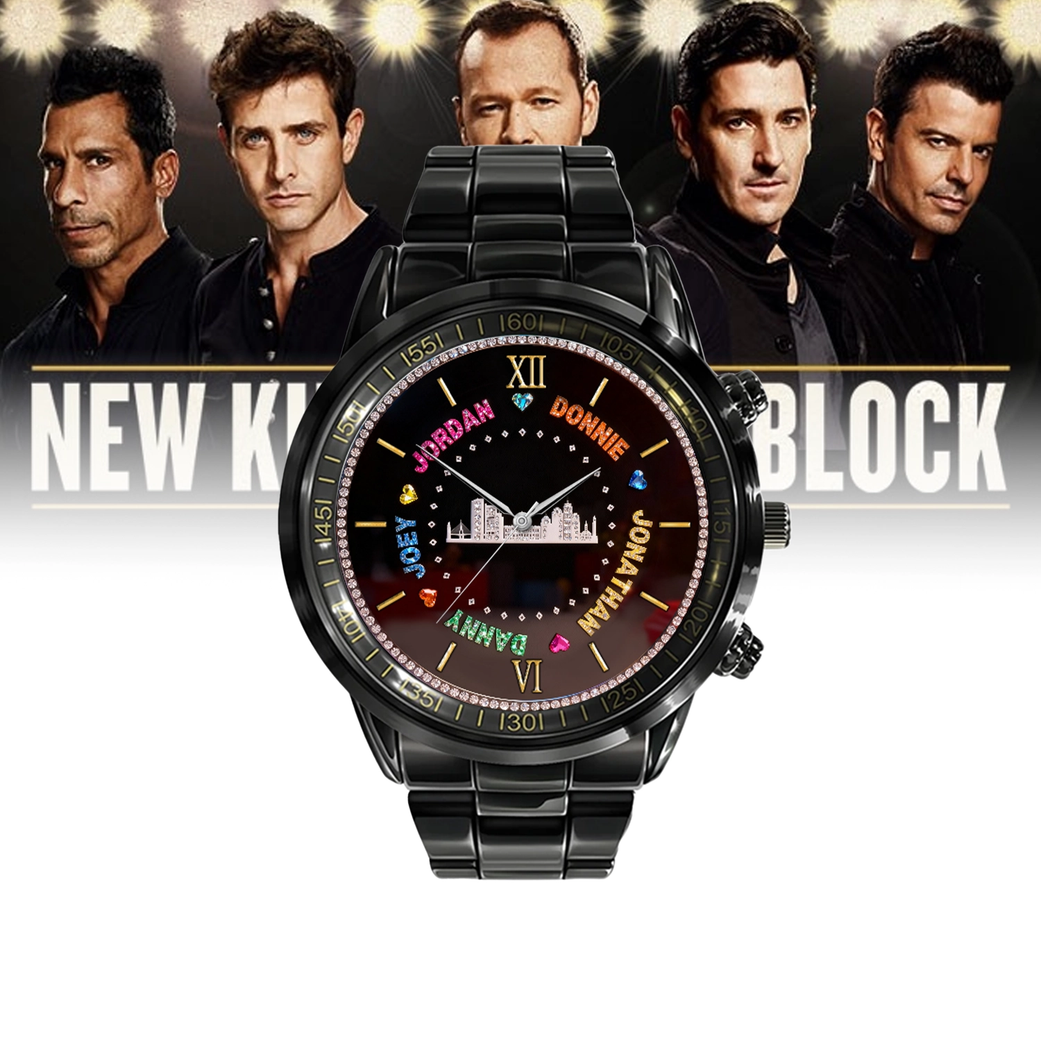Gleammerch New Kids On The Block Personalized Stainless Steel Hand Watch Gift For Fans