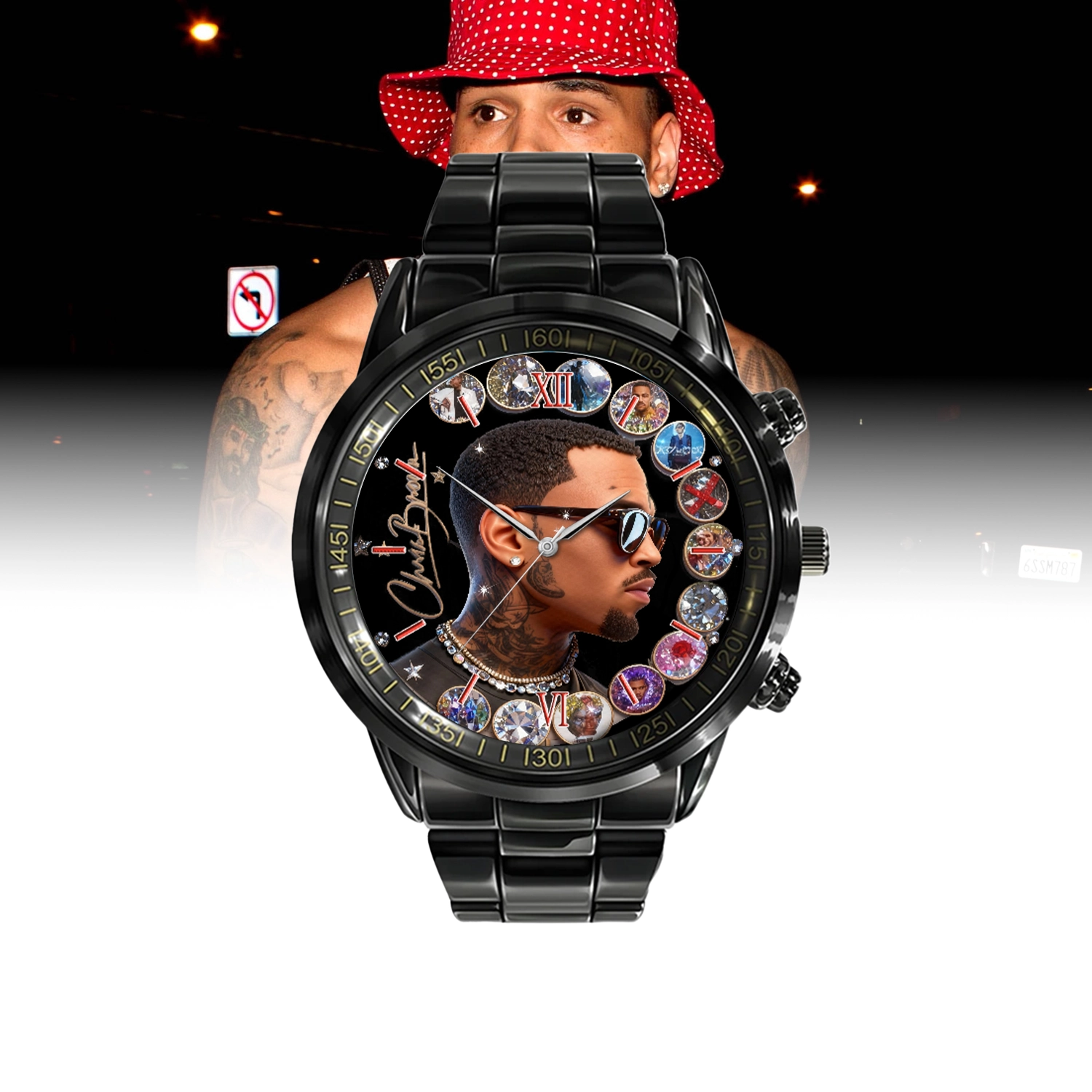 Gleammerch Chris Brown Personalized Stainless Steel Hand Watch Gift For Fans