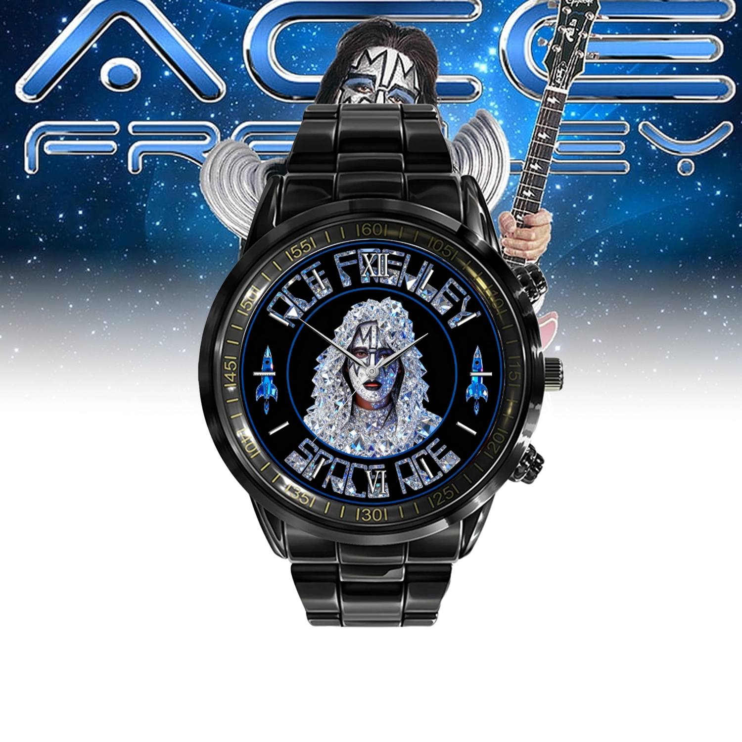 Gleammerch Ace Frehley Personalized Stainless Steel Hand Watch Gift For Fans