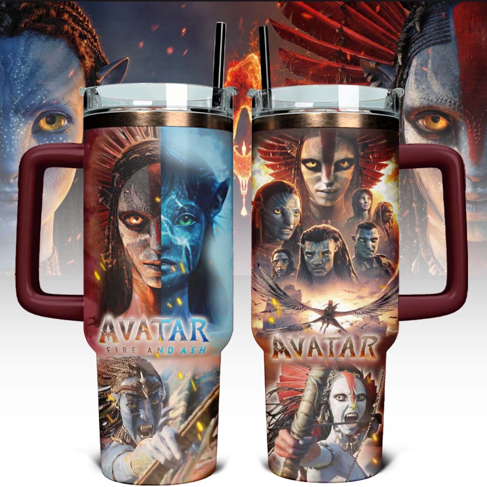 Gleammerch Avatar 3 Stanley Quencher 40oz Stainless Steel Tumbler With Handle