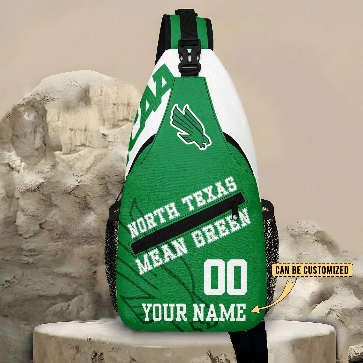 Glammerch North Texas Mean Green NCAA Football Personalized Sling Bags Gift For Fans