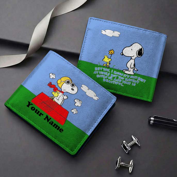 Gleammerch Snoopy Personalized Leather Wallet Gift For Fans