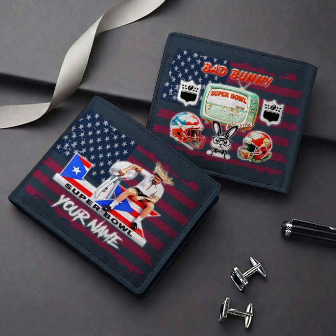 Gleammerch Bad Bunny Personalized Leather Wallet Gift For Fans