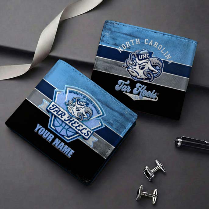 Gleammerch North Carolina Tar Heels Personalized Leather Wallet Gift For Fans