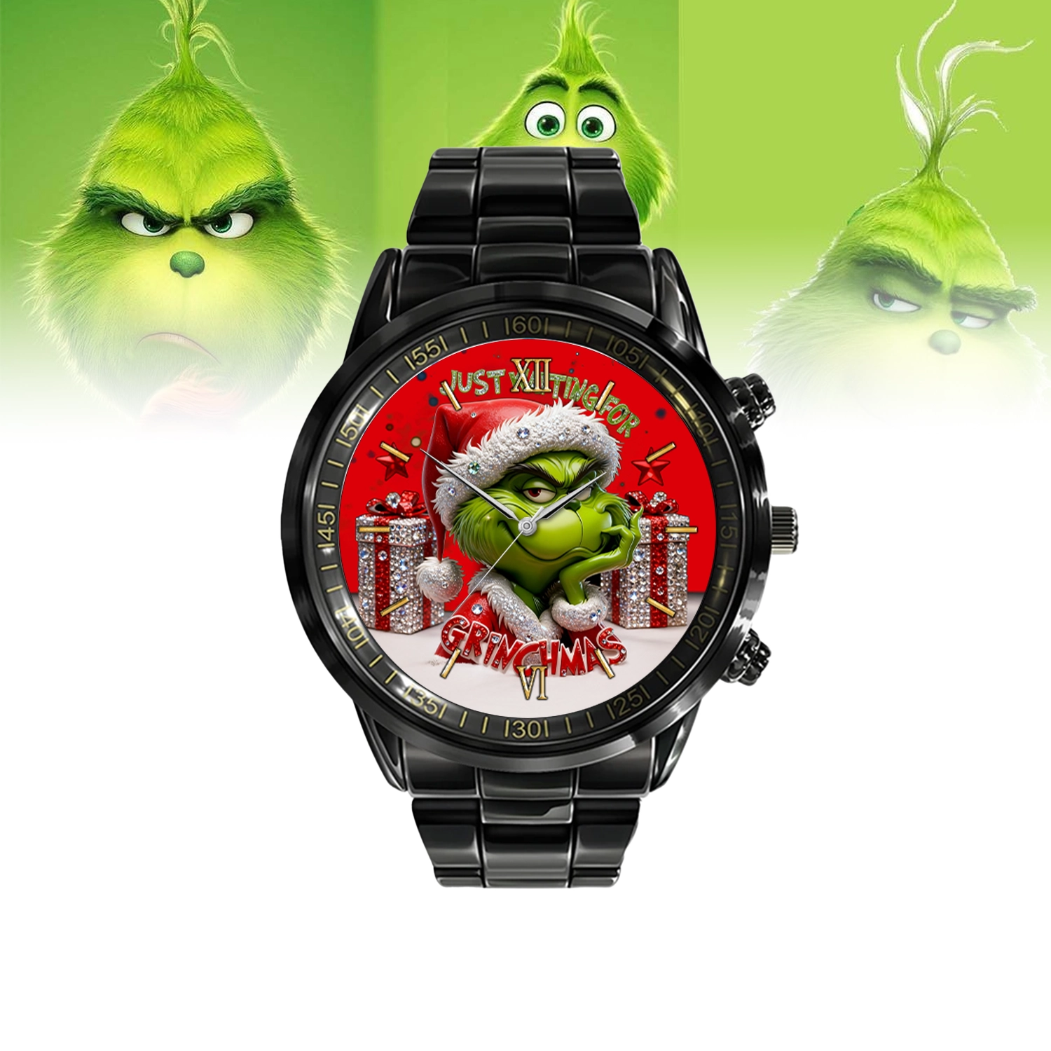 Gleammerch The Grinch Personalized Stainless Steel Hand Watch Gift For Fans