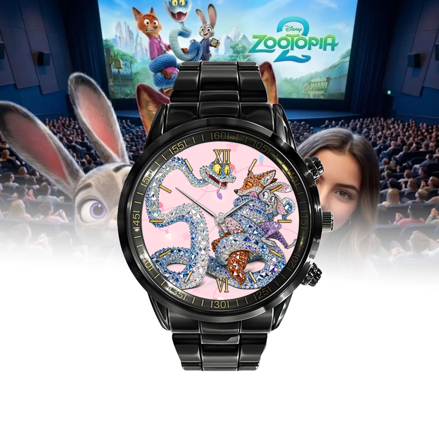 Gleammerch Zootopia 2 Personalized Stainless Steel Hand Watch Gift For Fans