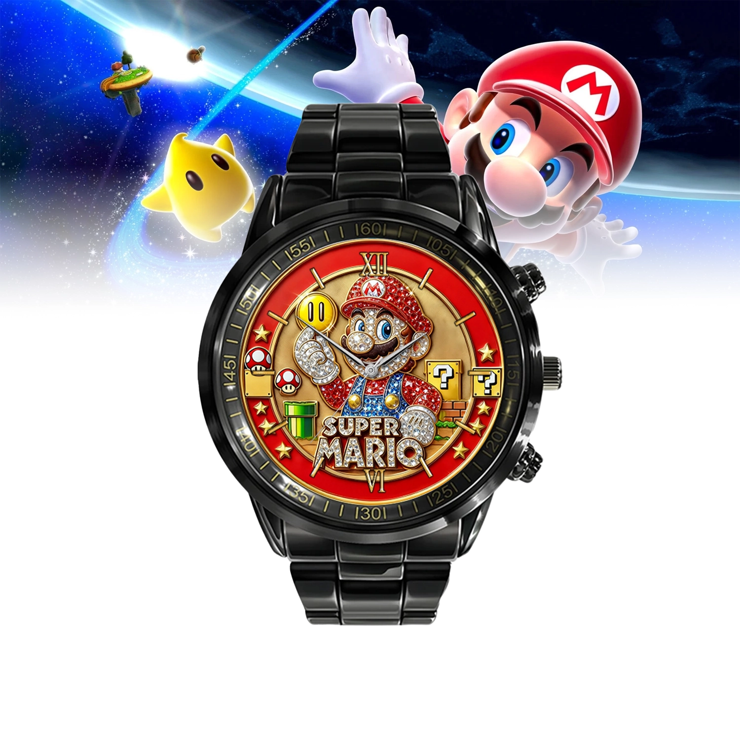 Gleammerch Mario Personalized Stainless Steel Hand Watch Gift For Fans