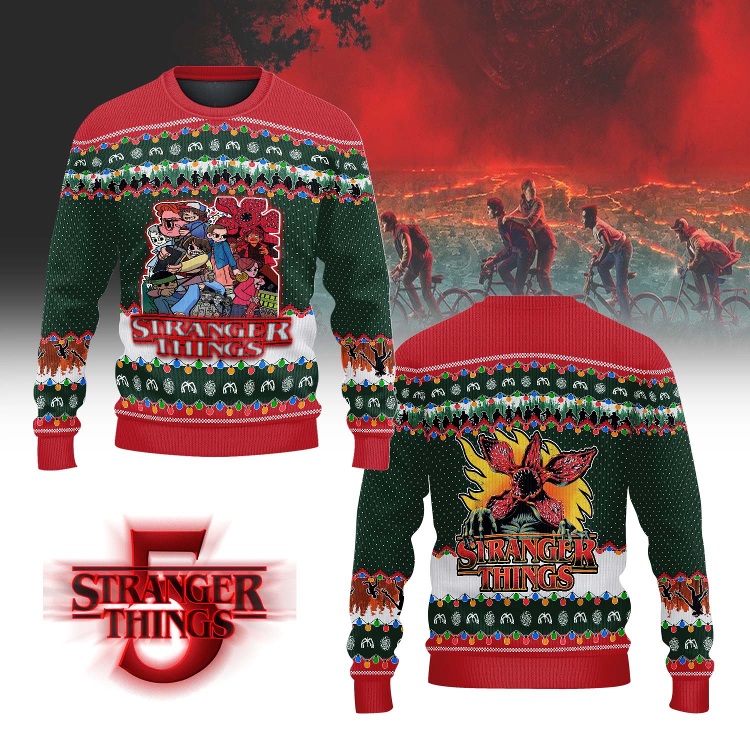 Gleammerch Stranger Things Personalized Ugly Sweater For Fans