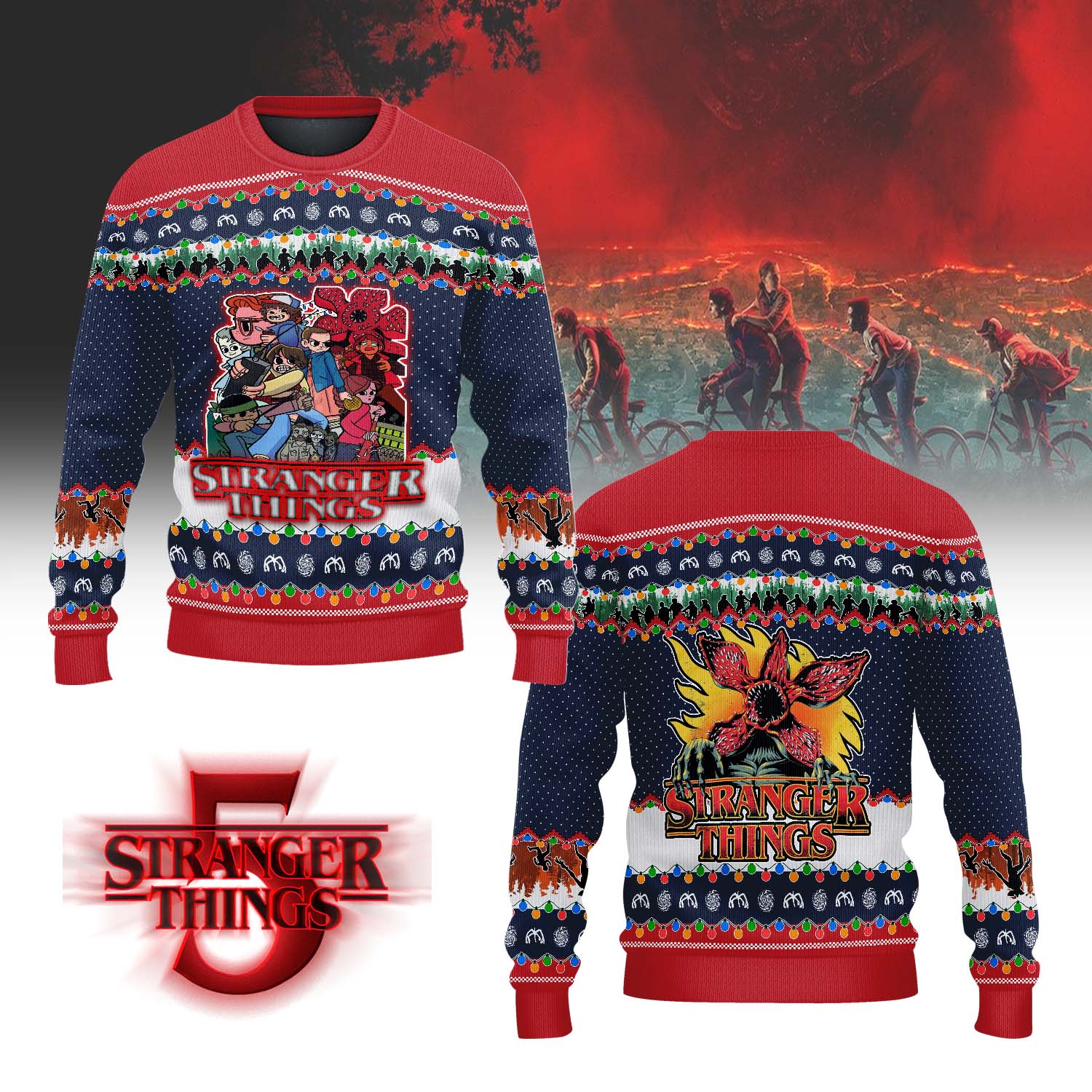 Gleammerch Stranger Things Personalized Ugly Sweater For Fans