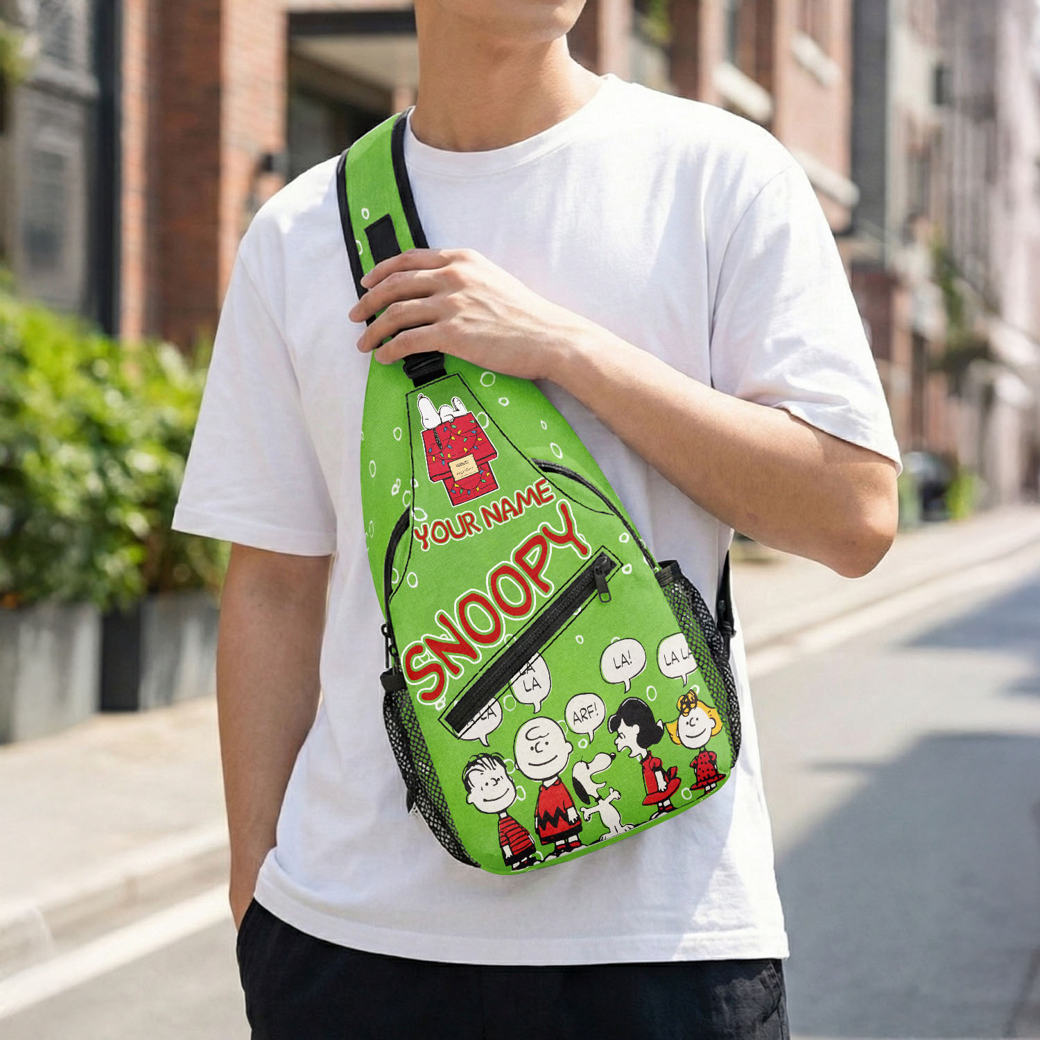 Gleammerch Snoopy Personalized Sling Bags Gift For Fans