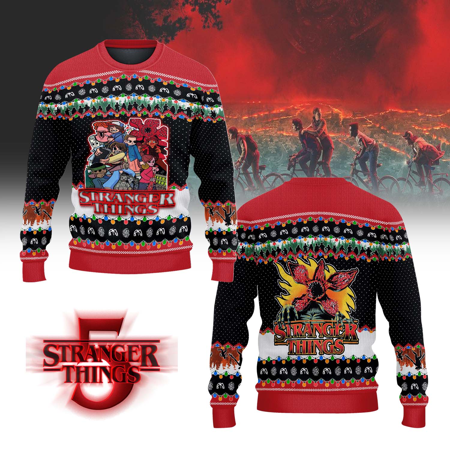 Gleammerch Stranger Things Personalized Ugly Sweater For Fans