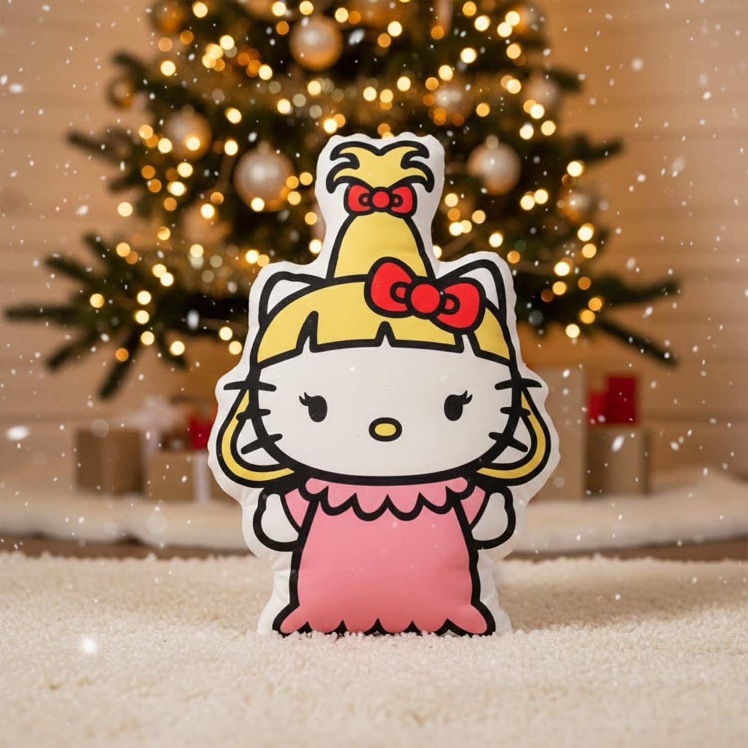 Gleammerch Grinch x Hello Kitty Custom Shaped Pillow Gift For Fans