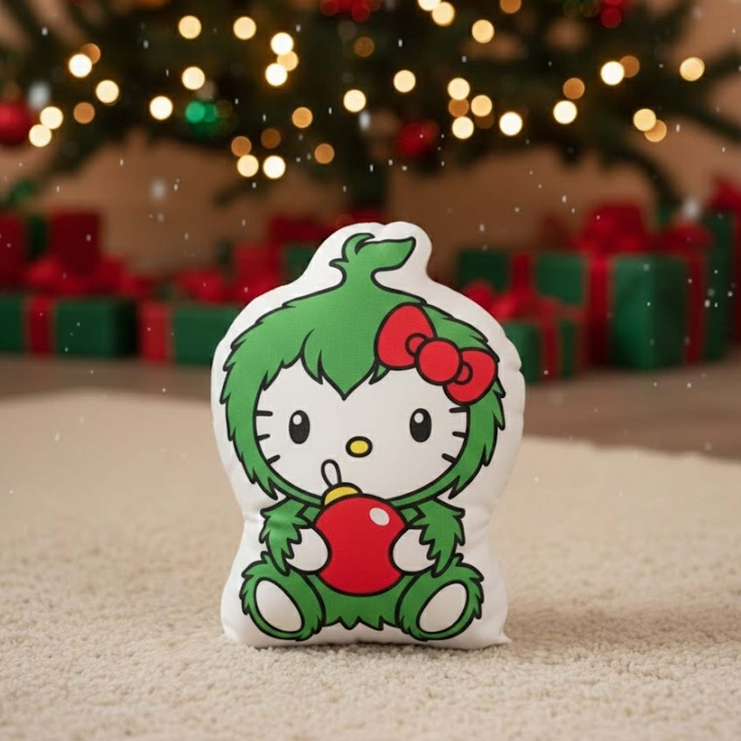 Gleammerch Grinch x Hello Kitty Custom Shaped Pillow Gift For Fans