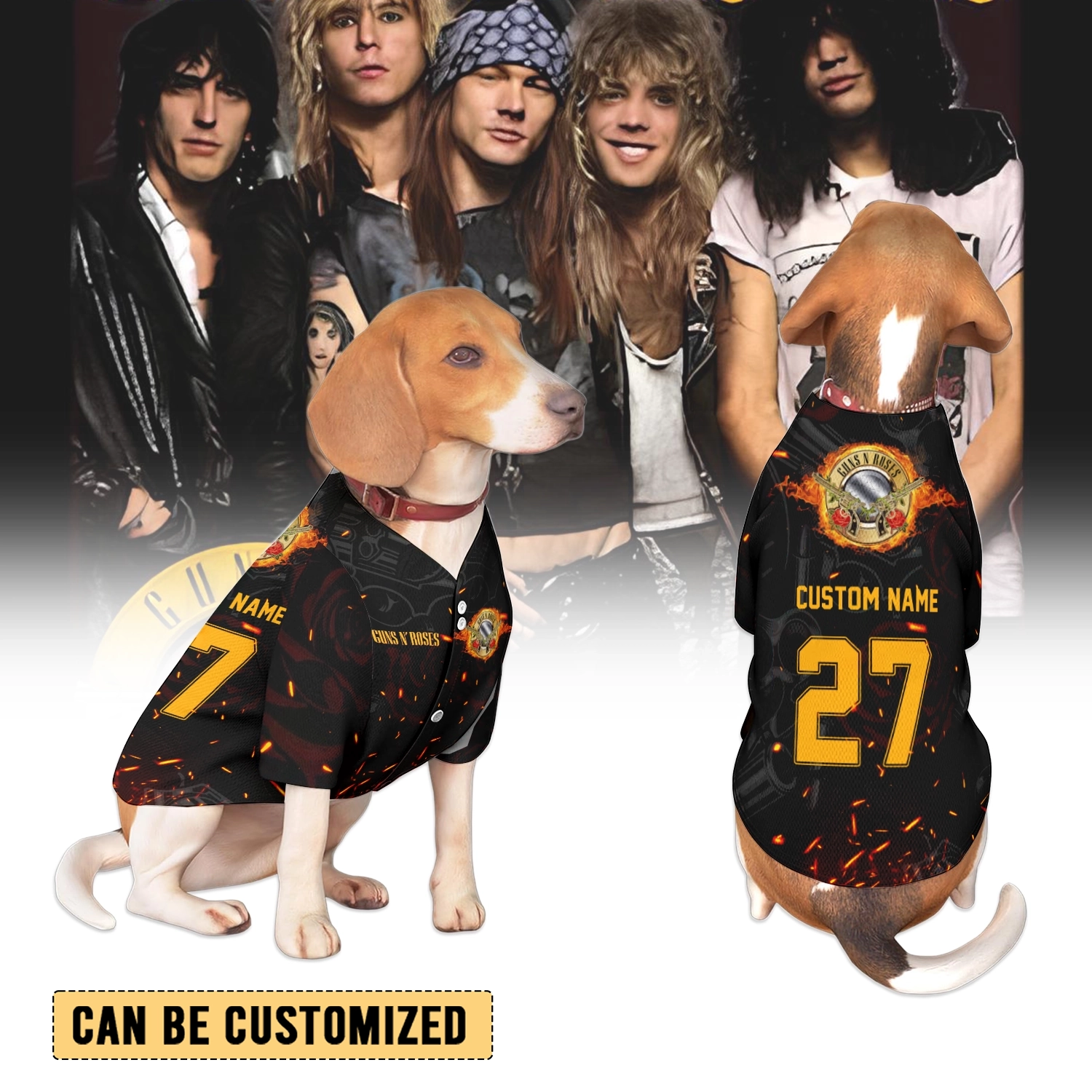 Gleammerch Guns N' Roses Personalized Pet Baseball Jersey Gift For Fans