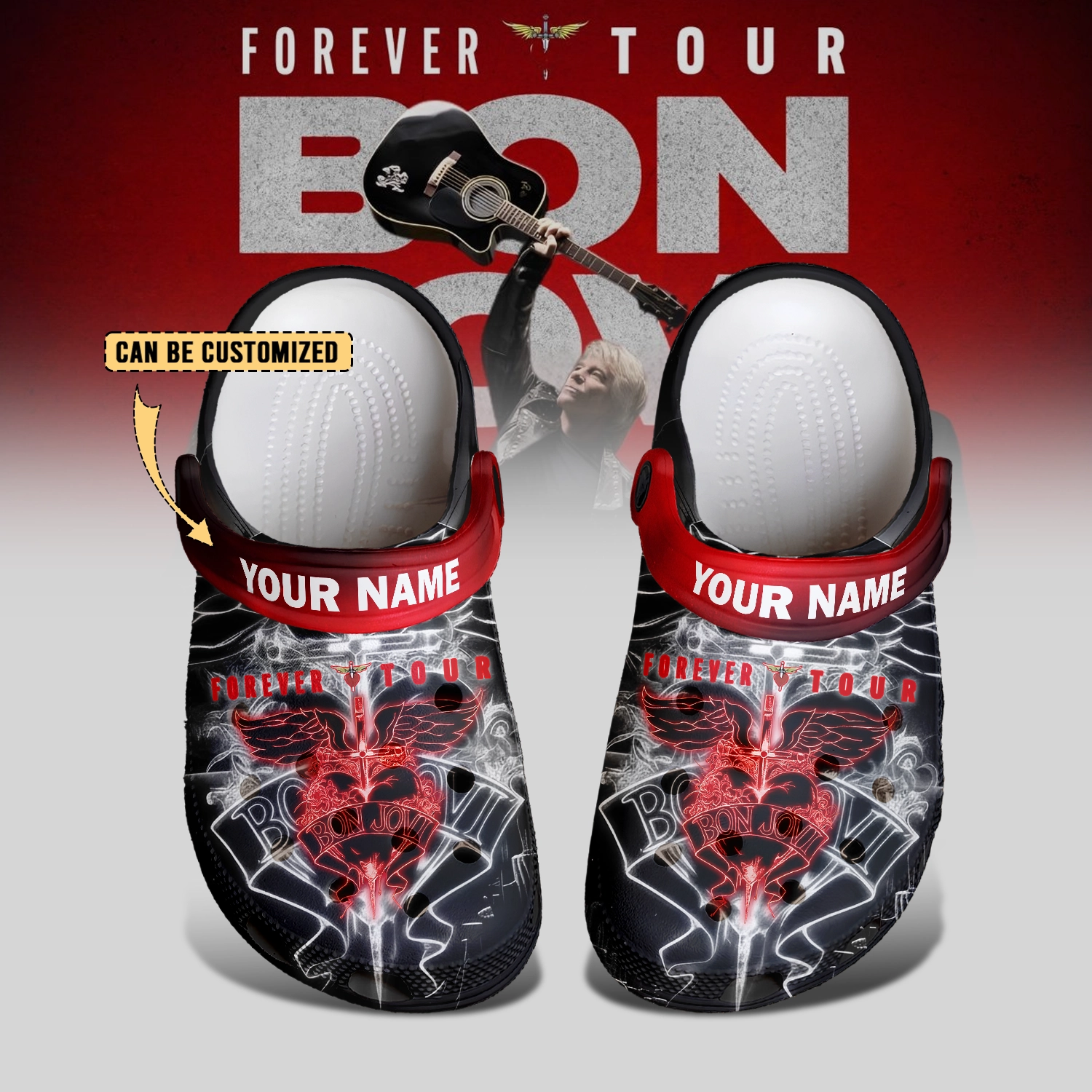 Gleammerch Bon Jovi Crocs Crocband Clogs Shoes Comfortable For Men Women and Kids