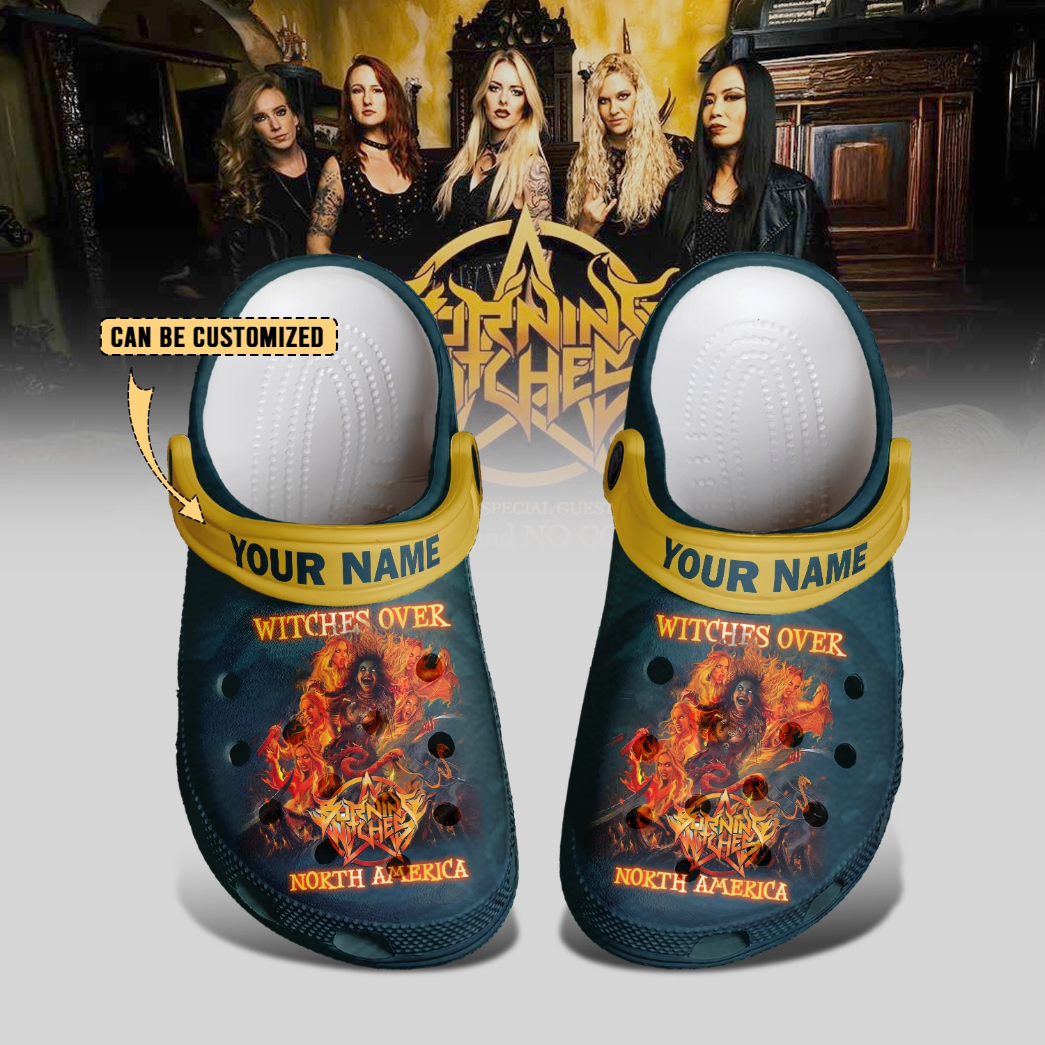 Gleammerch Burning Witches Crocs Crocband Clogs Shoes Comfortable For Men Women and Kids