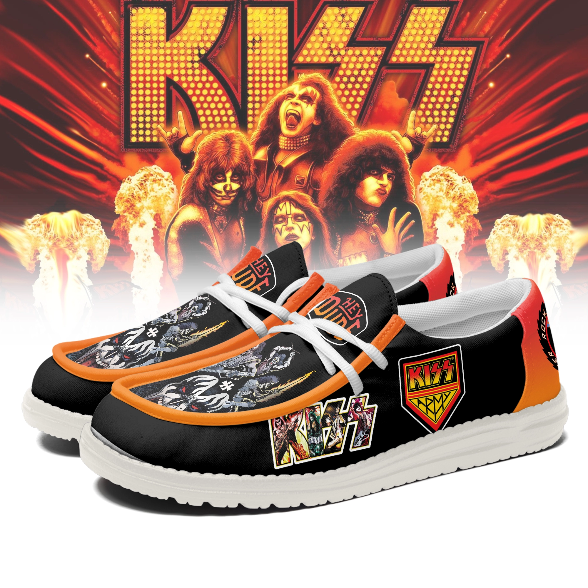 Gleammerch Kiss Band Hey Dude Shoes For Men And Women