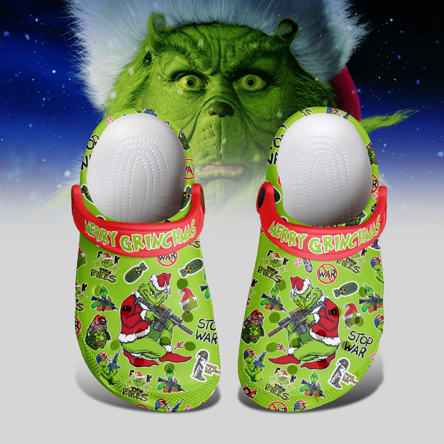 Gleammerch The Grinch Crocs Crocband Clogs Shoes Comfortable For Men Women and Kids