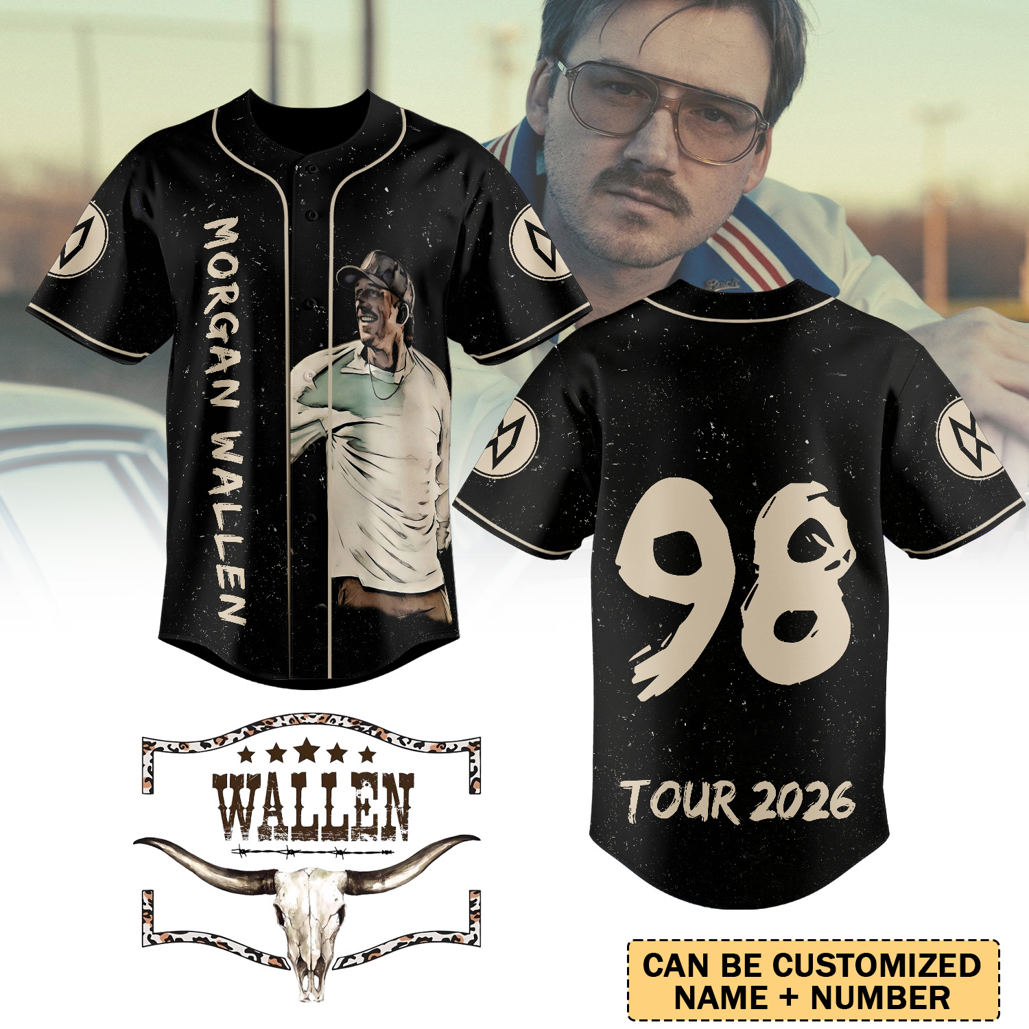 Gleammerch Morgan Wallen Baseball Jersey For Fans